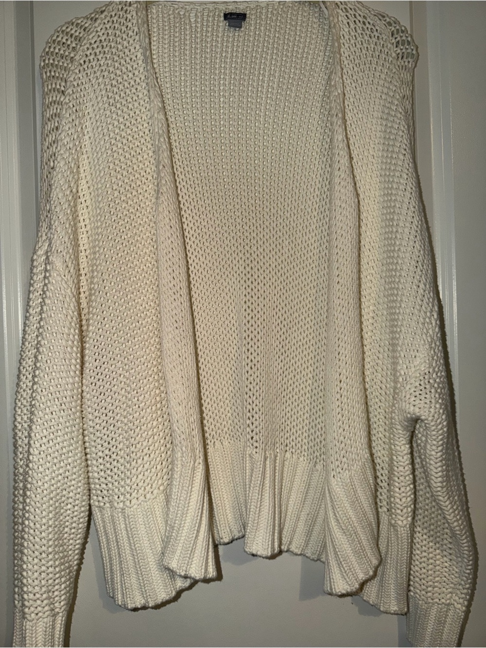 aerie Cream Open-Front Knit Cardigan